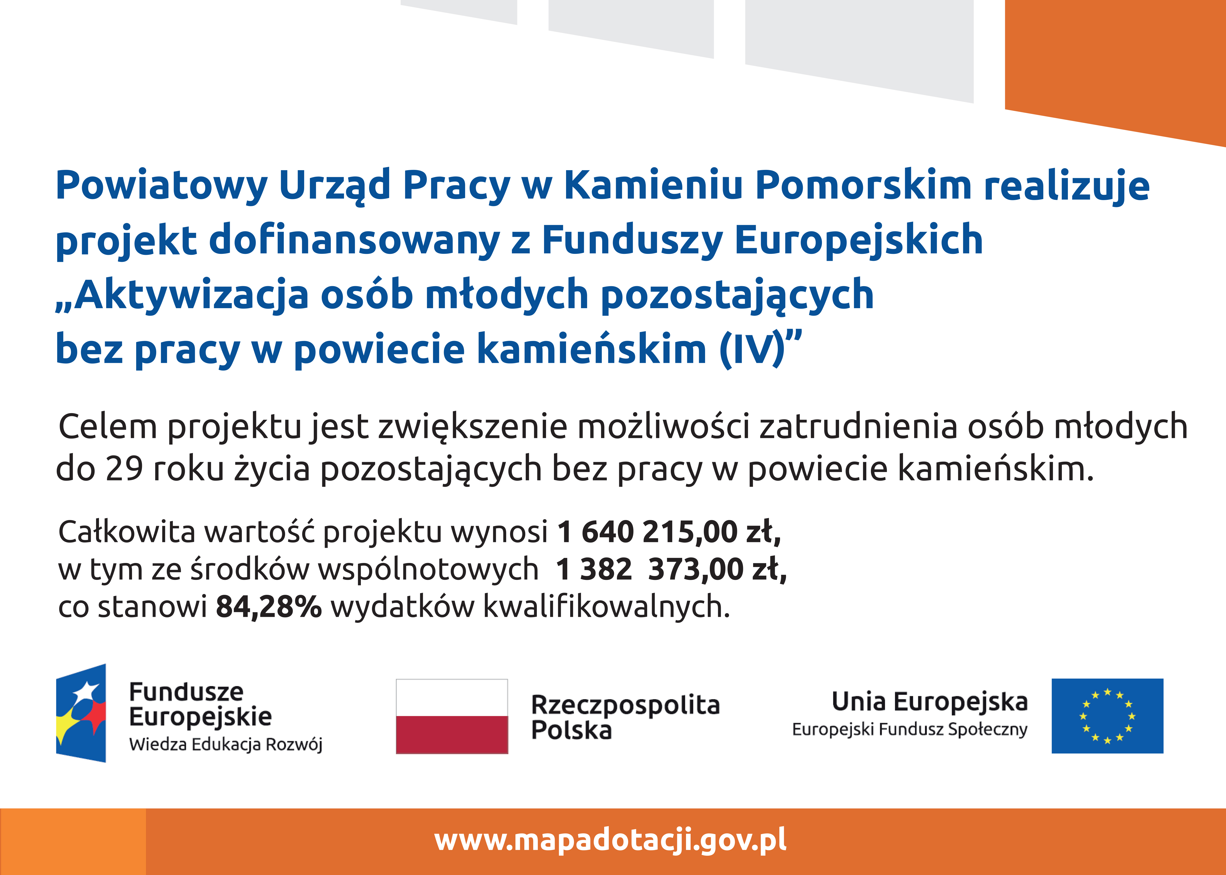 Plakat_Program_ Operacyjny_Wiedza_Edukacja_Rozwój_(POWER)_"Aktywizacja_osób_młodych_pozostających_bez_pracy_w_powiecie_kamieńskim (IV)_wersja_plakatu_dla_pracodawców_2019_rok